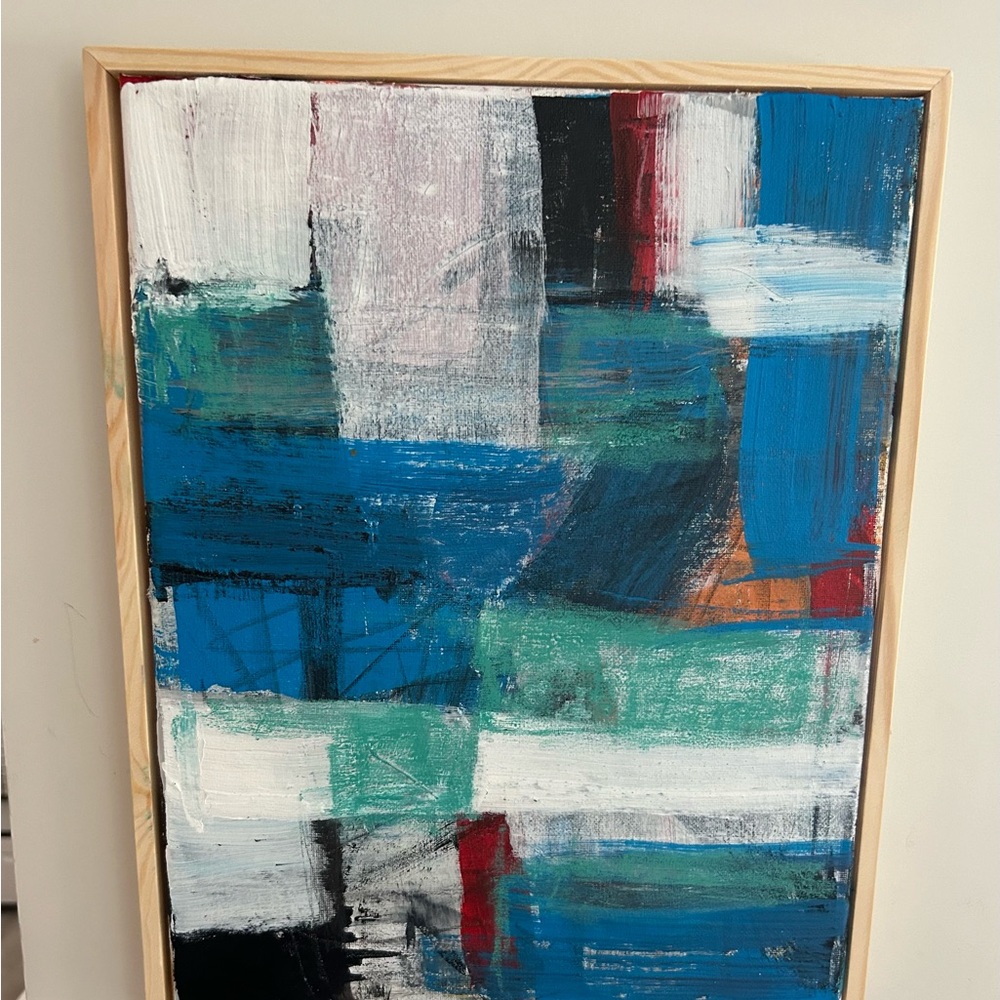 Abstract Blue and Green Canvas Art